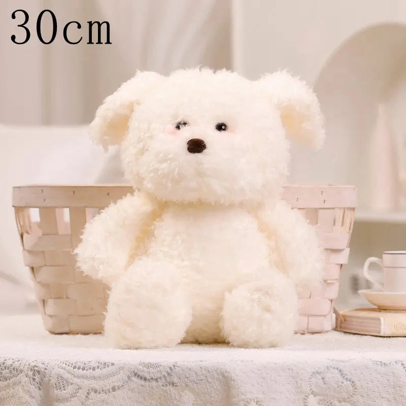 Kawaii Fluffy Hair West Highland Dog White Terrier Plushie Soft Puppy Plush Toy Stuffed Lifelike Animal Appease Doll Pillow