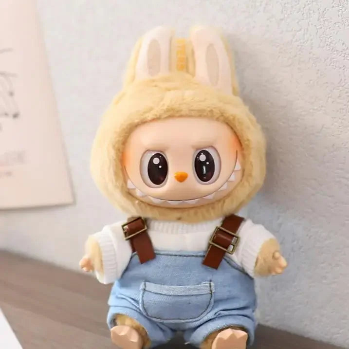 For 17 CM labubu Sitting Party Macaron 15cm Vinyl Pendant Doll Clothes Overalls Shoes for labubu V1 V2 outfit clothes