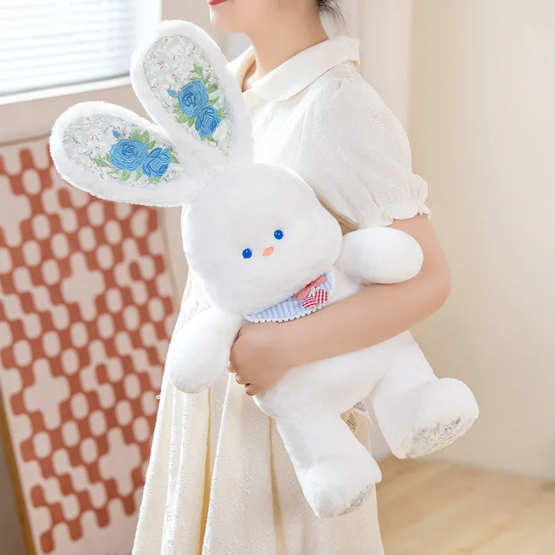 60cm Super Cute Soft Stuffed Animals Sitting White Rabbit With Long Colorful Ears Toys Plush Bunny Dolls Baby Daughter Peluche