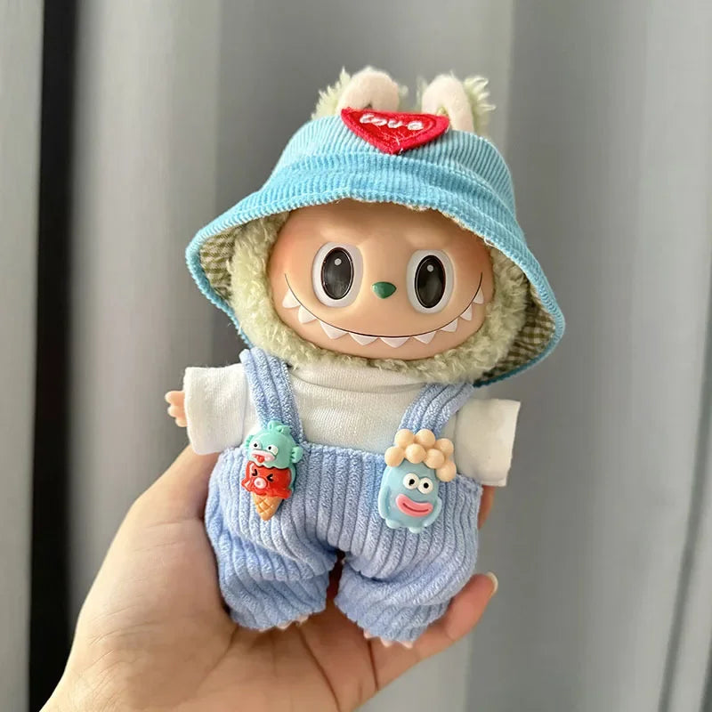 17cm Plush Doll'S Clothes Outfit Accessories For Korea Kpop Exo Labubu Idol Dolls overalls set Clothing