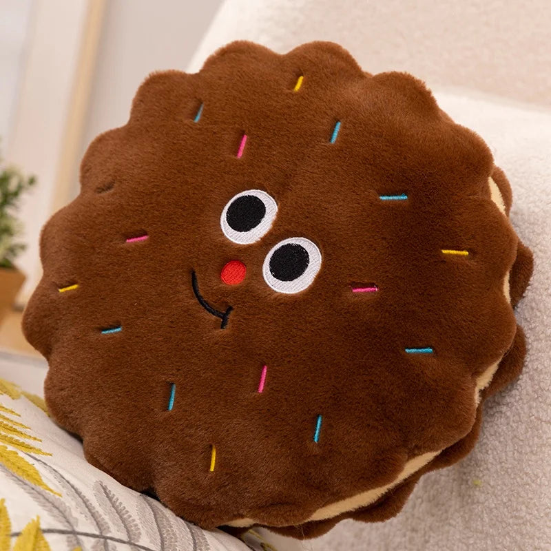 Cartoon Round And Square Sandwich Biscuit Plush Cushion Stuffed Simulation Chocolate Oreo Cookies Toy Pillow Home Decor Gift