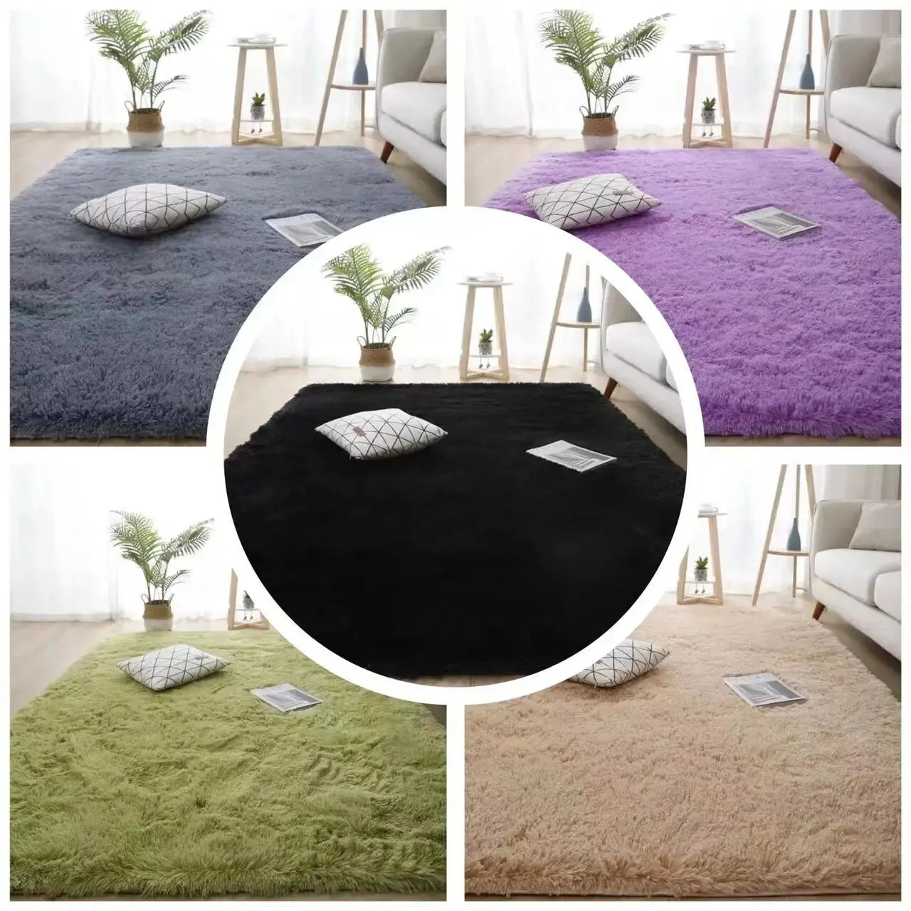 VIKAMA Living Room Silk Wool Carpet Home Bedroom Bed Full Floor Mat Nordic Sofa Non-Slip Mat Simple Wind Plush Cushion