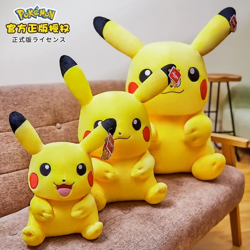 Pokémon series anime cute down cotton smiling face Pikachu doll plush toy children's smiling face Pikachu rag doll birthday gift