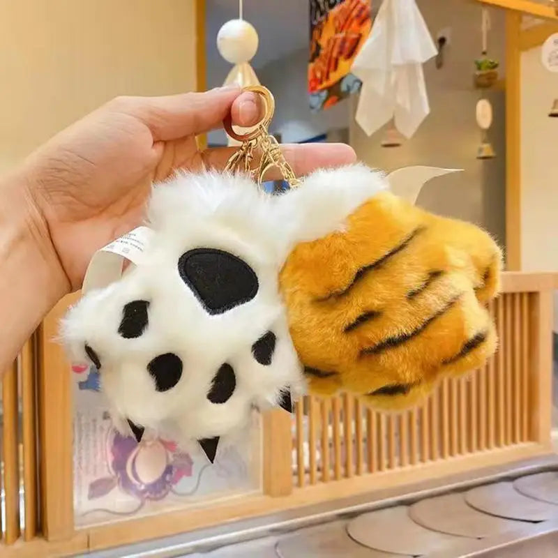 Tiger Paw Keychain Cute Stuffed Tiger Paw Keychain Portable Cartoon Paw Plush Backpack Decorative Charm For Thanksgiving Easter