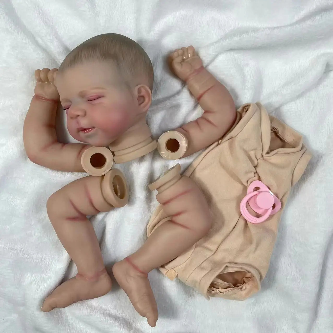 18 Inch Reborn Pascale 3D Painted Skin Kit With Rooted Eyelashes and Cloth Body Unassembled Reborn Baby Doll Parts DIY Molds