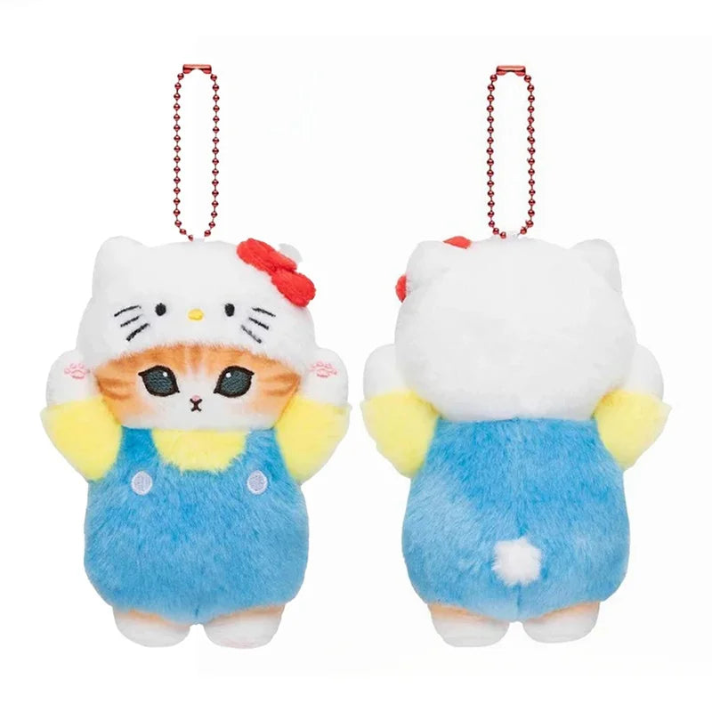 12CM Kawaii Mofusand Cross-Dressing Sanrio Hello Kitty Kuromi Hanyodon Plush keychain pendant Anime plush doll backpack pendant