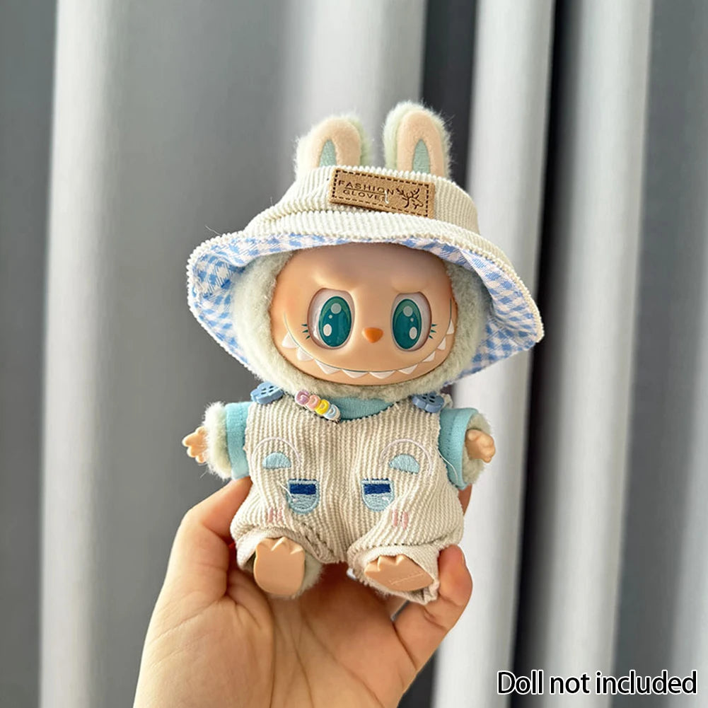 Mini Plush Doll'S Clothes Outfit Accessories For Korea Kpop Exo Labubu Idol V1 V2 bubble overalls hat Clothing Gift