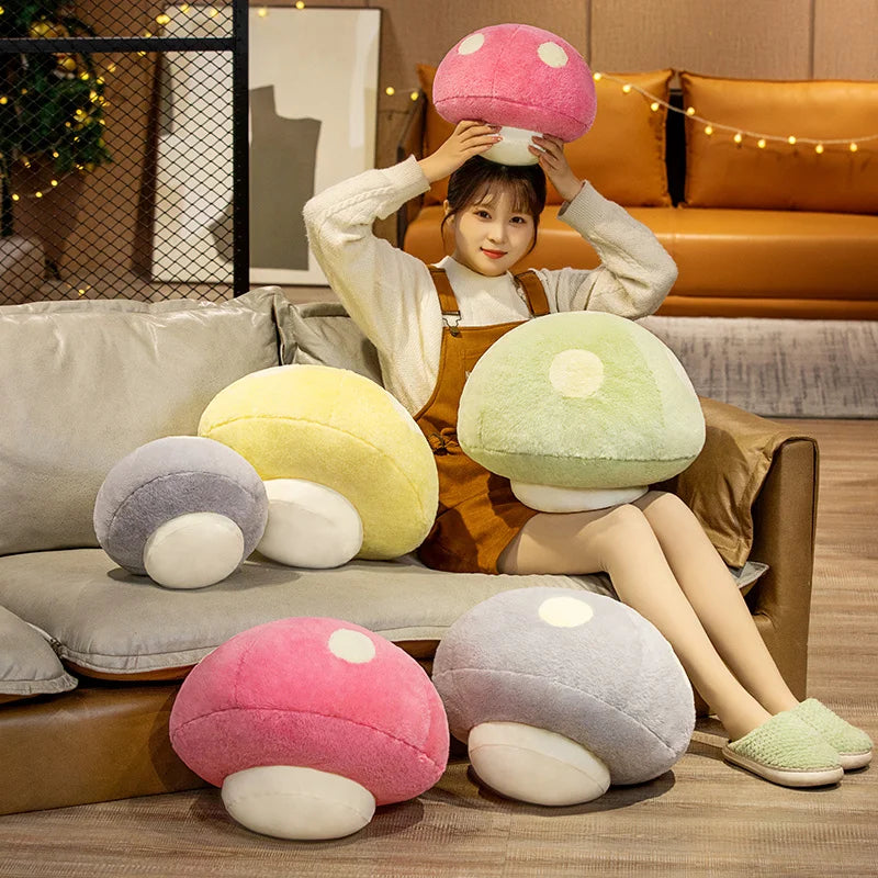 Stuffed Mushroom Head Pillow Sofa Decor Cushion Plush Toy Creative Plants Toy Children's Plushie Doll kawaii Gift for Kids Baby