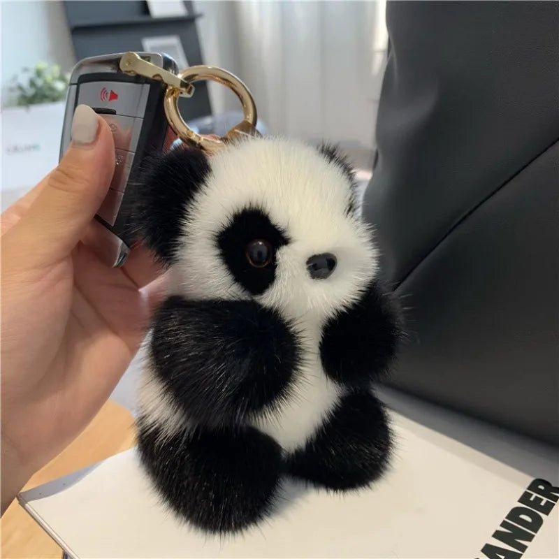 Cute Chinese Giant Panda Creative Car Plush Doll Keychain Children's School Bag Pendant Anime Peripheral Couple Holiday Gift