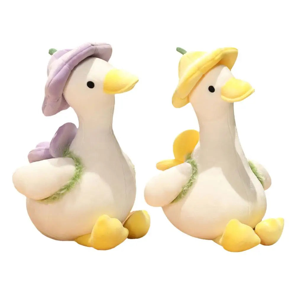 35/40cm Plush Small Yellow Duck Hat Flower Stuffed Backpack Cartoon Dolls Soft Plush Ornament Animal Car Toys Pendant T2i8