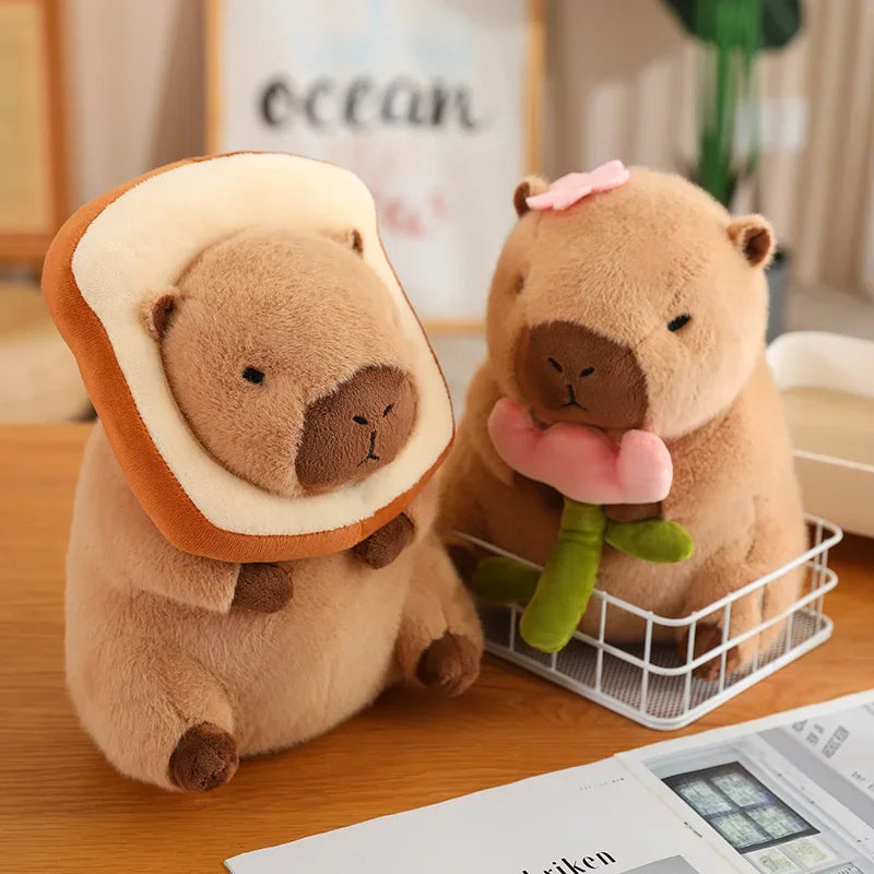 Capybara Plush Toy Simulation Capibara Cosplay Unicorn Dinosaur Dress Boba Bread Fruit Food Decor Birds Bubble Stuffed Animals