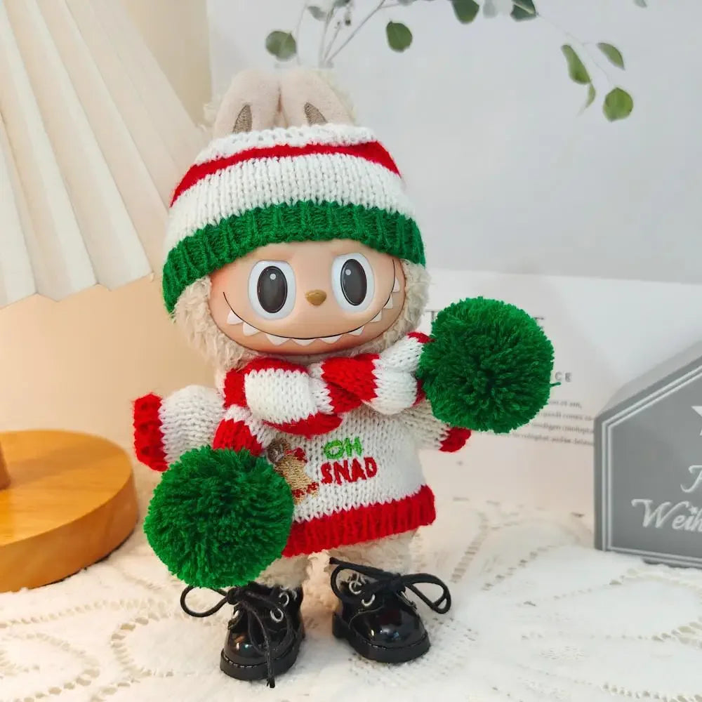 17cm Mini Plush Doll'S Clothes Outfit Accessories For Korea Kpop Exo Labubu Idol Christmas gingerbread man sweater Clothing Gift