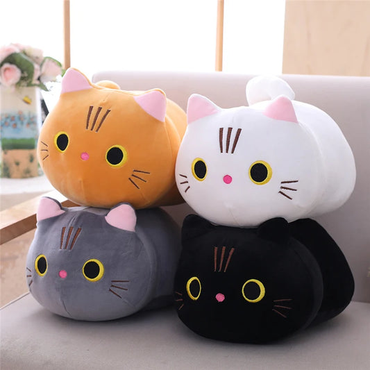 25/100cm Cute Soft Cat Plush Pillow Sofa Cushion Kawaii Plush Toy Stuffed Cartoon Animal Doll for Kids Baby Girls Lovely Gift