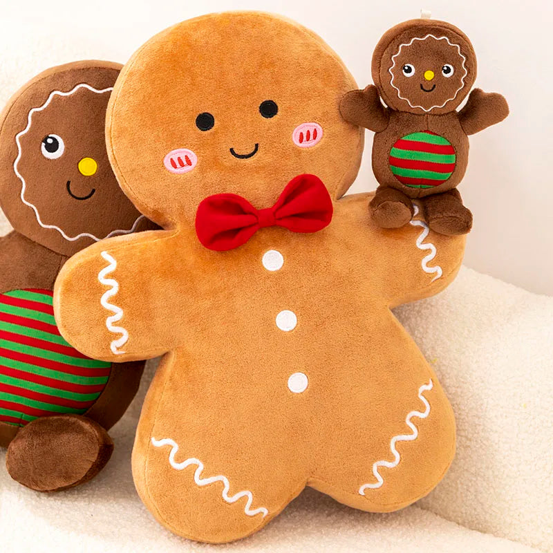 Christmas Decoration Plush Toys Cute Gingerbread Man Plushie Toy Biscuit Man Doll Cartoon Soft Anime Pillow Home Decor Kids Gift