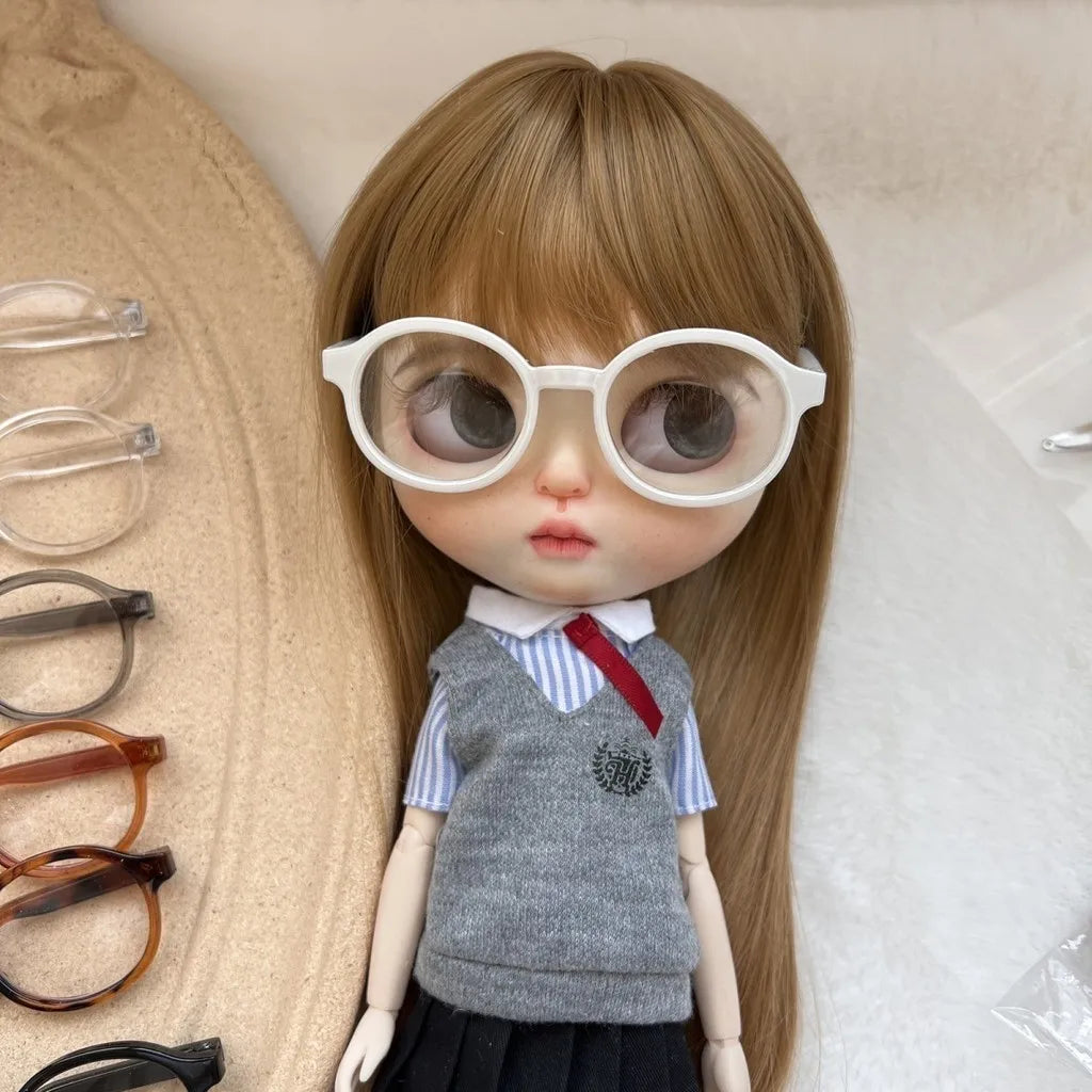 For Blythe labubu Ob22/Ob24 Doll Glasses 20cm 15cm Cotton Doll Star Doll Transparent Glasses Accessories