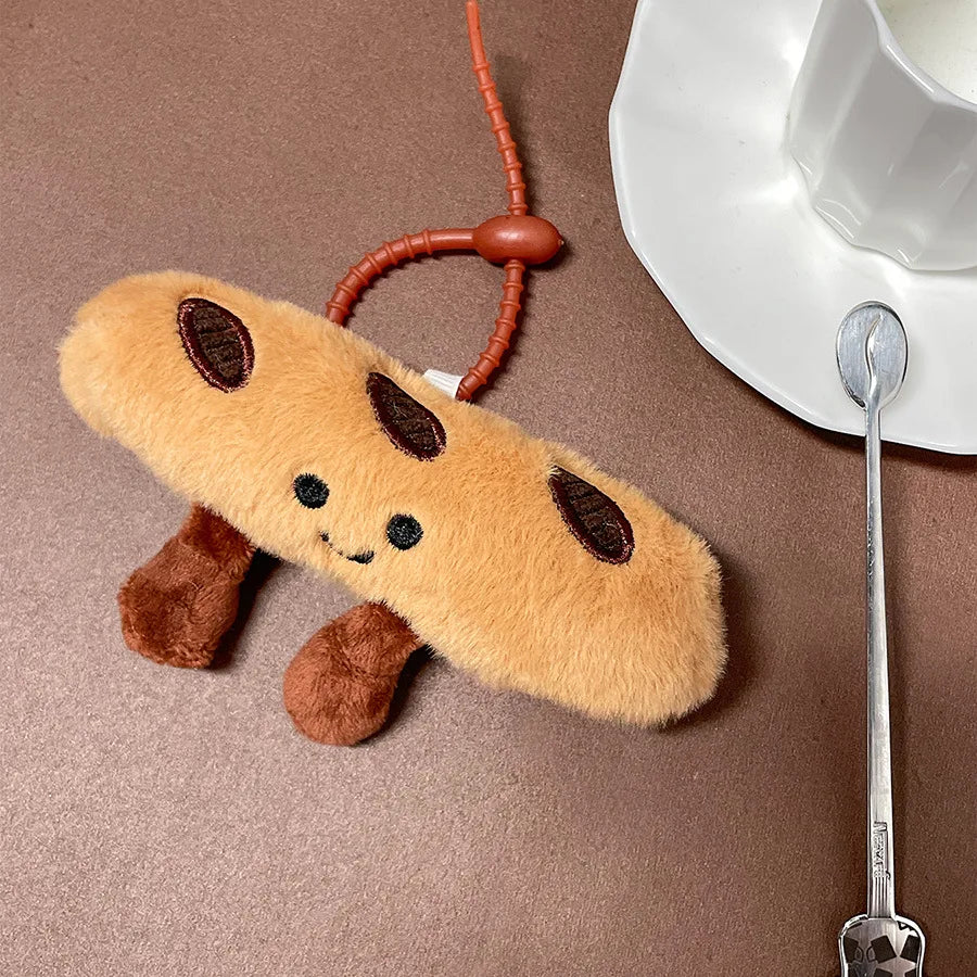 Kawaii Croissant Long Bread Series Plush Keychain Cute Decoration Backpack Pendant Plush Toy Doll Keyring Doll Girl Gift