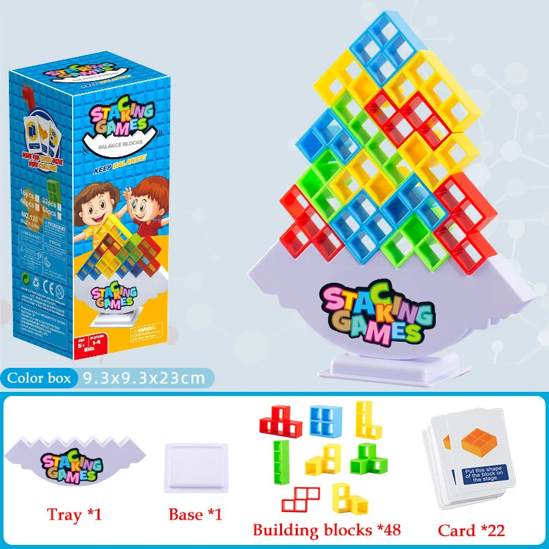 48PCS Tetra Tower Fun Balance Stacking Building Blocks Board Game for Kids Adults Friends Team Dorm Family Game Partie Gifts Toy