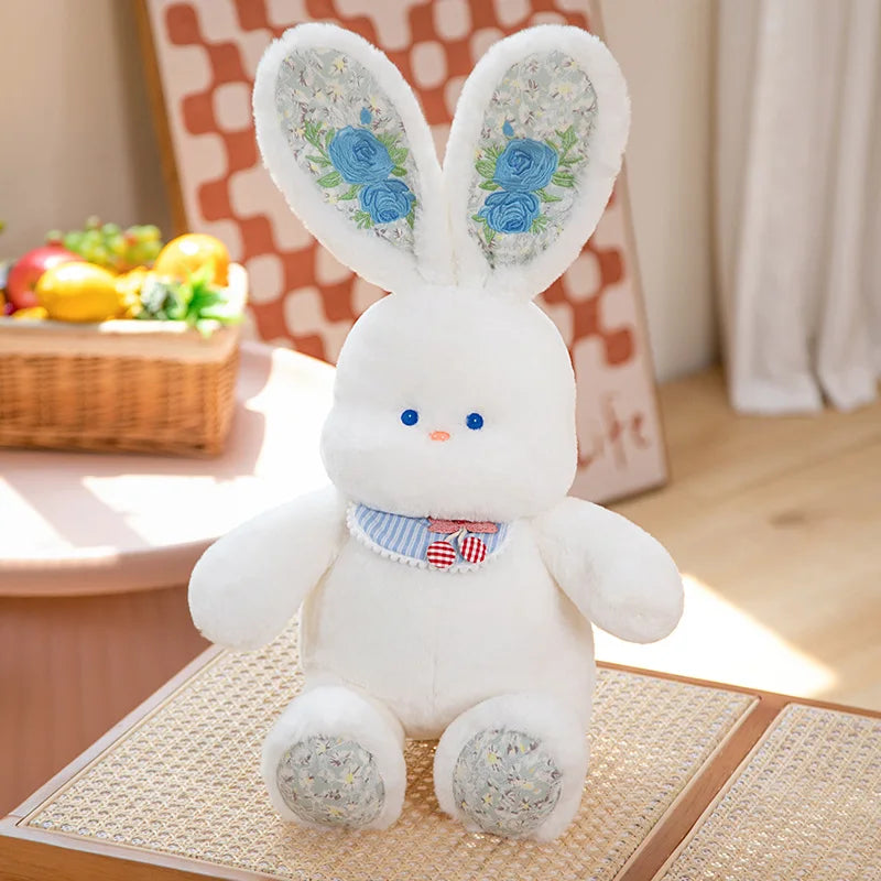 60cm Super Cute Soft Stuffed Animals Sitting White Rabbit With Long Colorful Ears Toys Plush Bunny Dolls Baby Daughter Peluche