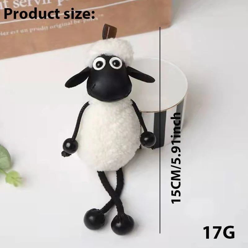 Cute and Creative Lamb Plush Toy Car Pendant Simulation Lamb Keychain Bag Small Pendant Gift for New Year's Gift to Friends