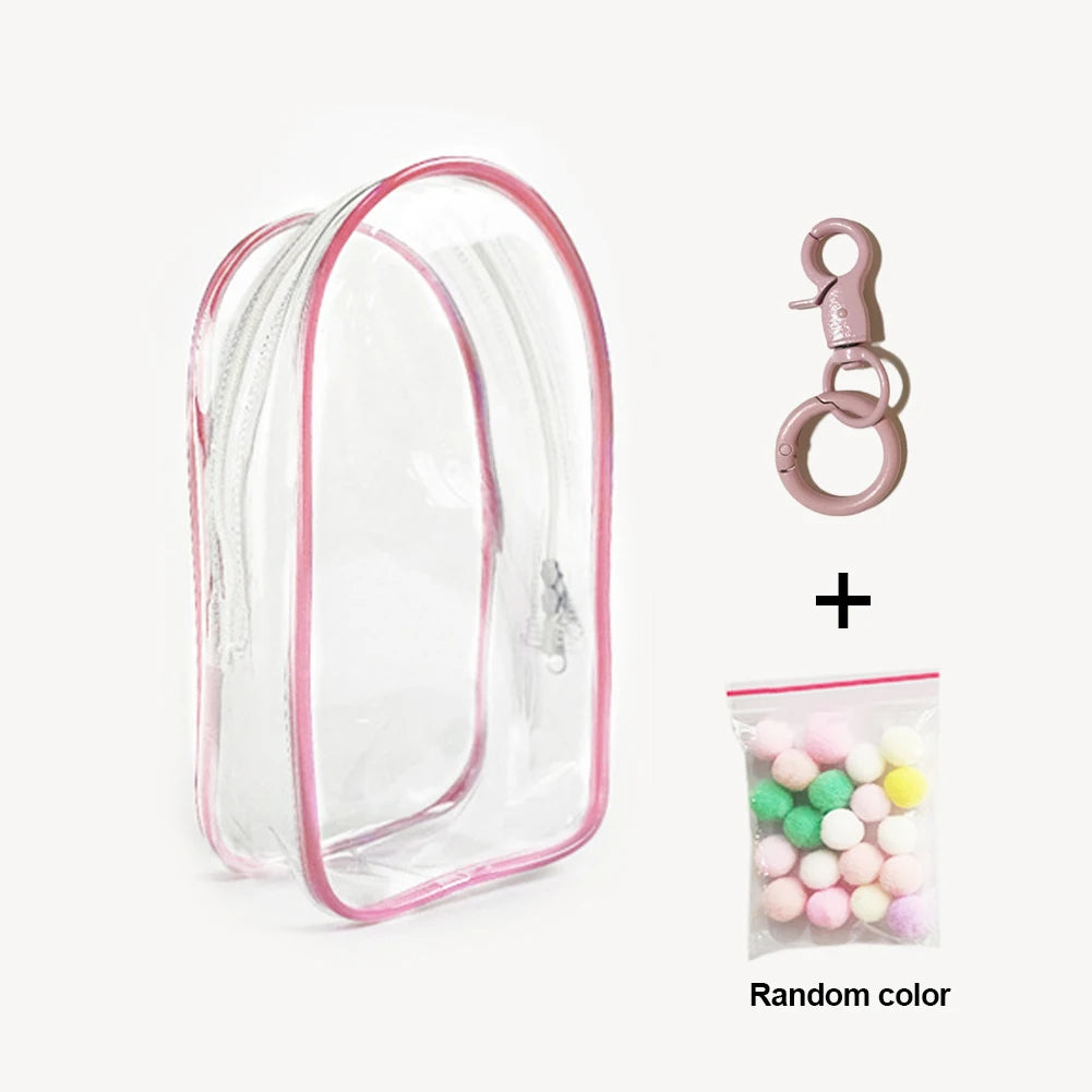 Protective Bag Thick Silicone Case For Labubu v1 v2 / Liila cat PVC Transparent Doll Dustproof Box with Keychain and balls