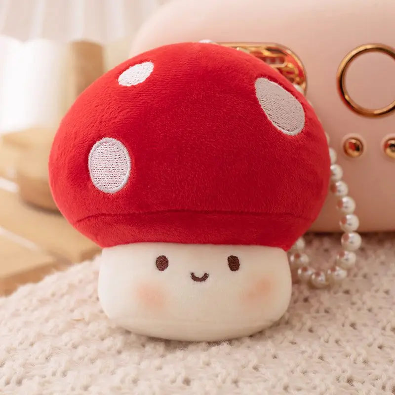 10cm Kawaii Mini Red Mushroom Plush Pendant Toys Stuffed Simulation Plant Doll Shiitake Mushrooms Plushie Girls Nice Gift