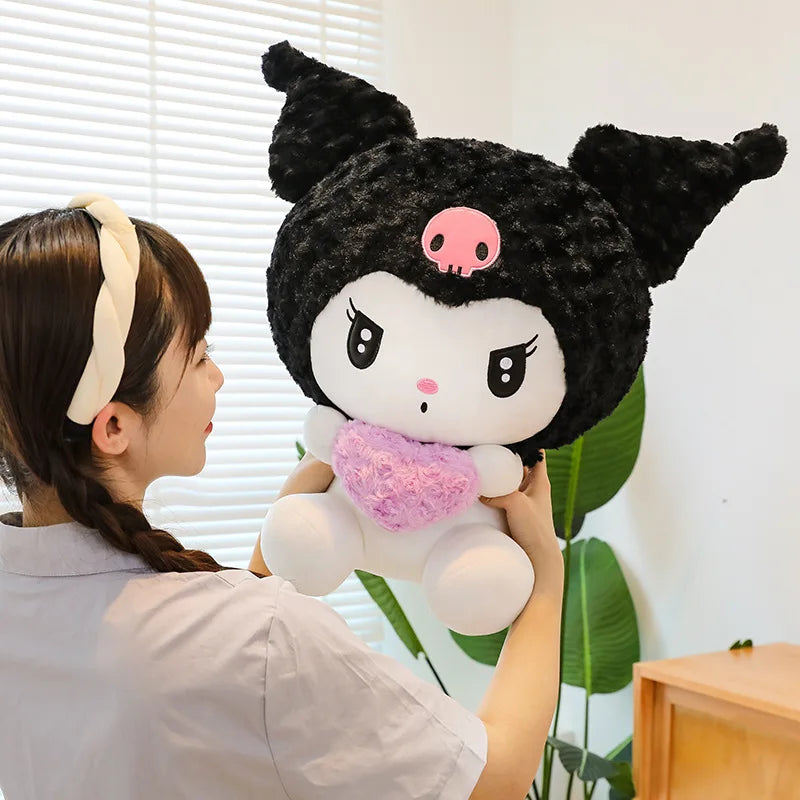 55cm Sanrio Kuromi Plush Toys Soft Filling Plush Doll Girl's Bed Companion Sleeping Room Decoration Doll Gifts for Kids