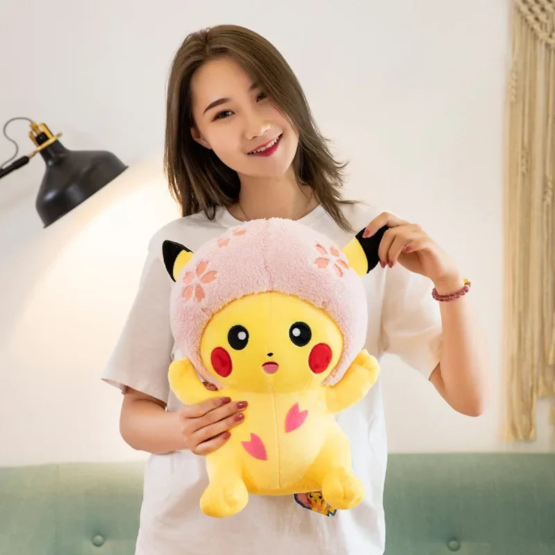 30CM Pikachu Plush Toy Cherry Blossom Anime Cartoon Doll Pillow Plush Toy Girls Kawail Pikachu Gift Foft Plush Pokemon Toys