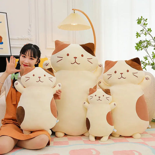 45cm-105cm Kawaii Big Fat Belly Cat Plush Toys Stuffed Soft Long Animal Cat Pillow Nap Cushion Creative Birthday Gift for Kids