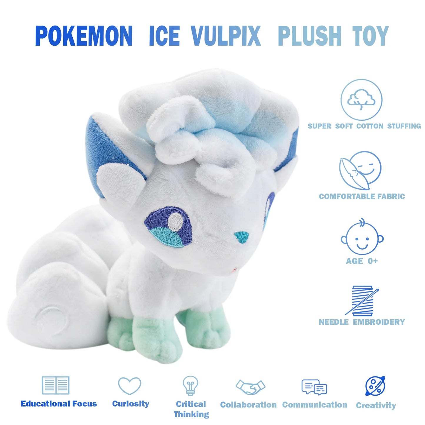 Pokemon Alolan Vulpix Plush Doll Soft Anime Animal Toy Cartoon Birthday Gift for Kids