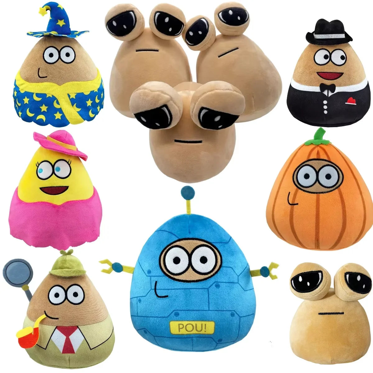 Pou Plush Cartoon Alien Toy, Kawaii Stuffed Animal Boneca, Figura do Jogo Quente, Presentes para Fãs, 22cm