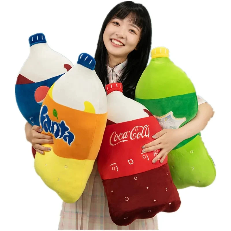 1pc 55cm Simulation Carbonated Drink Plush Pillow Funny Sprite Cola Fanta Soda Soft Stuffed Cartoon Doll Back Cushion Nice Gift