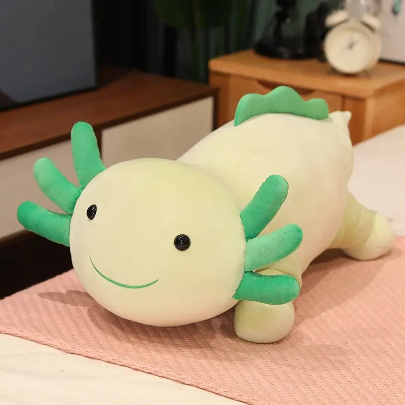 Giant Fat Colorful Newt Plush Toy Stuffed Cute Axolotl Salamander Fuzzy Long Plush Fish Appeasing Long Pillow Cushion Kids Gift