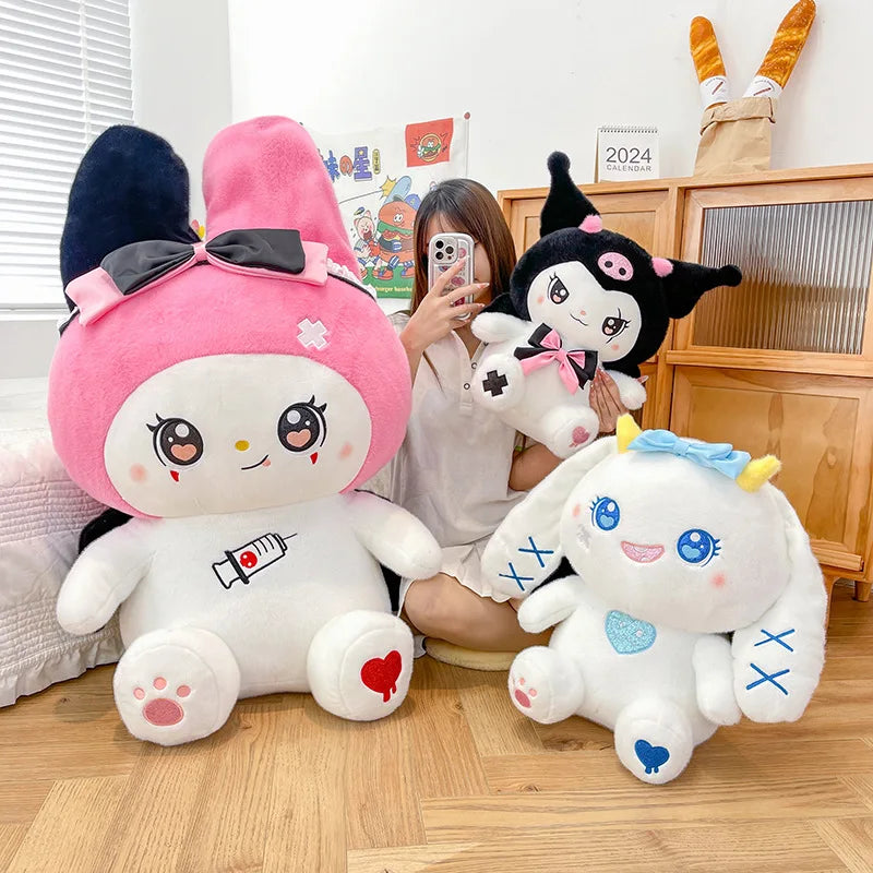 45cm Large Sized Demon Kuromi Plush Toy Cute Melody Dark Jade Guigou Doll Christmas Ragdoll Decoration Doll Gift