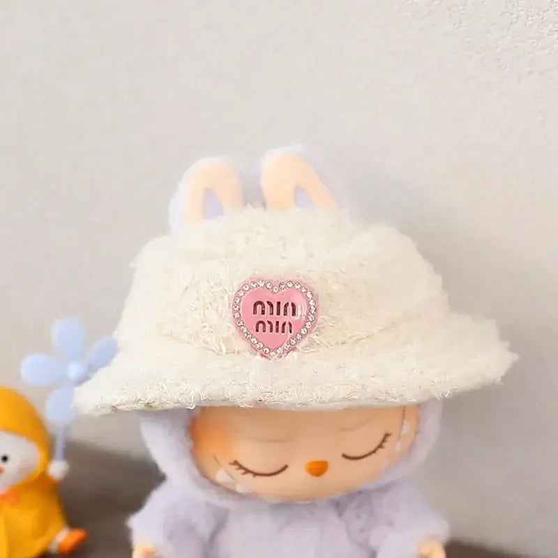 For 17cm LABUBU hat sit party macaron outfit doll bucket Hat Cute Doll Accessories Kids Girls Toys