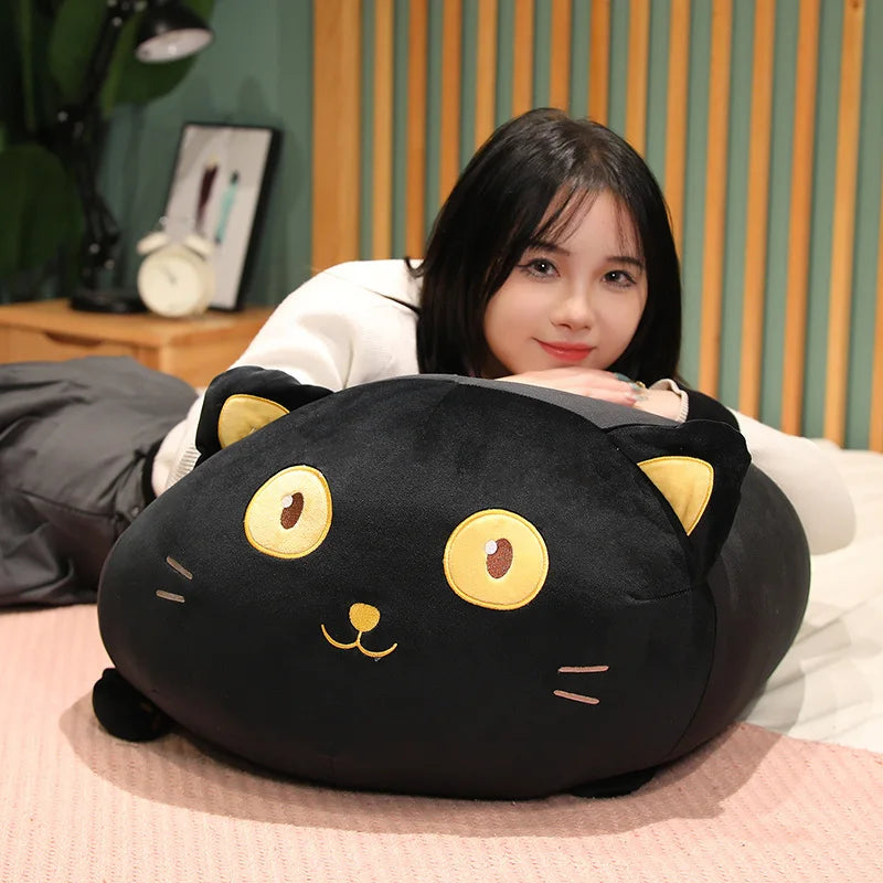 35-70CM Big Eyes black cat Plush Toy Soft Cat Doll Cute Plushie Peluche Kitten Pillow Sofa Cushion For Girls Valentine Day Gift