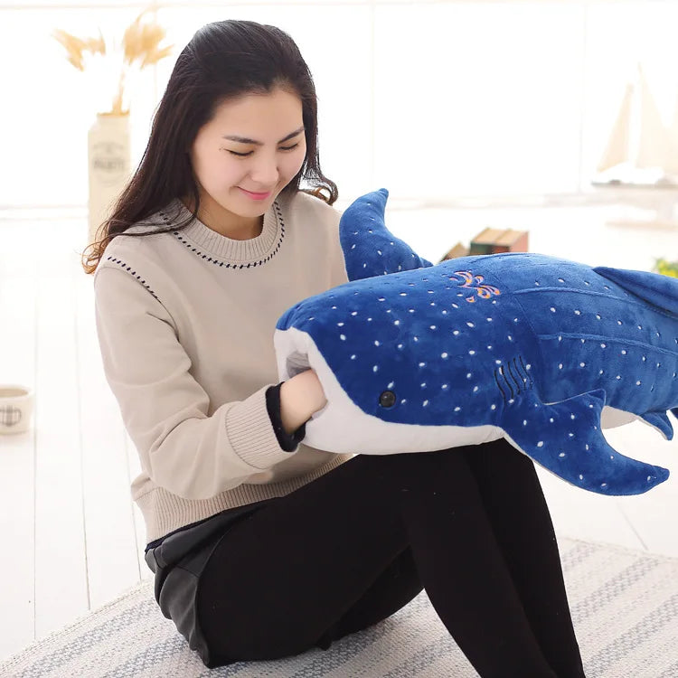 150cm Large Size Soft Shark Plush Toy Big Creative Blue Whale Stuffed Soft Shark Sea Fish Plush Pillow Lovely Children Baby Doll