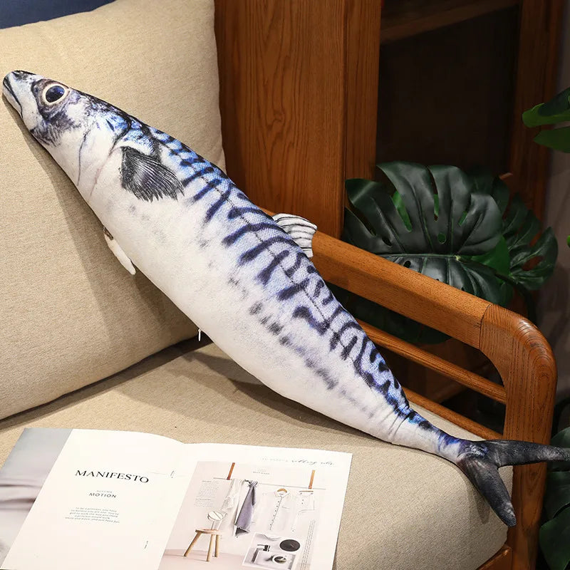 Giant Creative Simulation Fish Bream Tuna Salmon Plush Toy Cute Realistic Grouper Saury Plushies Pillow Funny Room Decor Gift