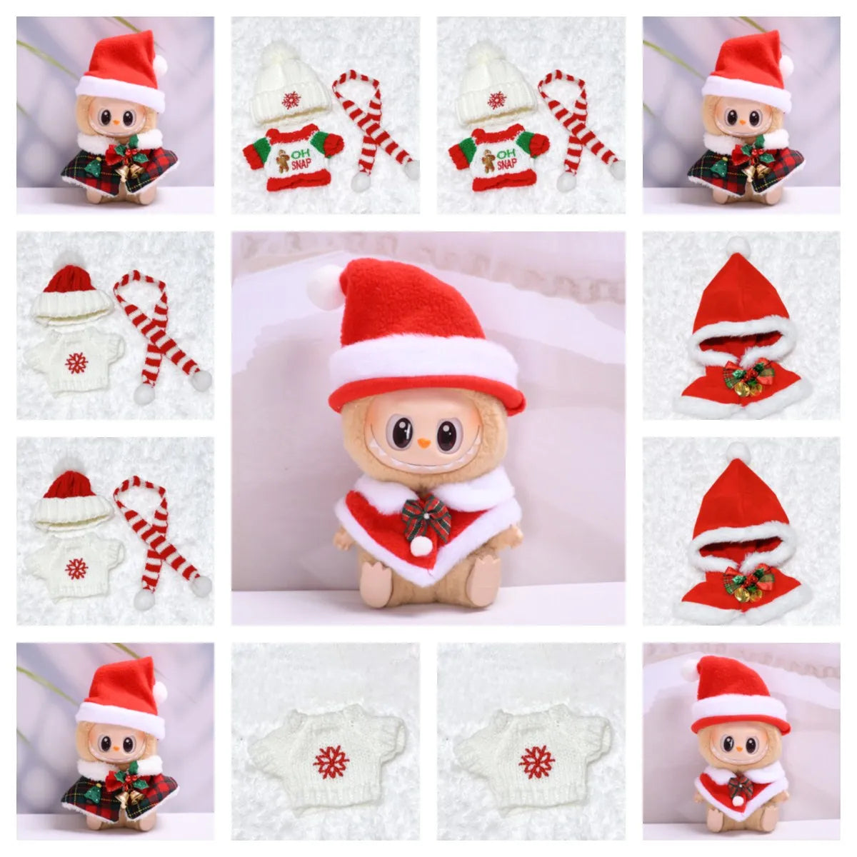 For 15 CM Labubu dresses-up winter sweater set doll clothes Kawaii Cute Doll Accessories Kids Toys for labubu Christmas gift