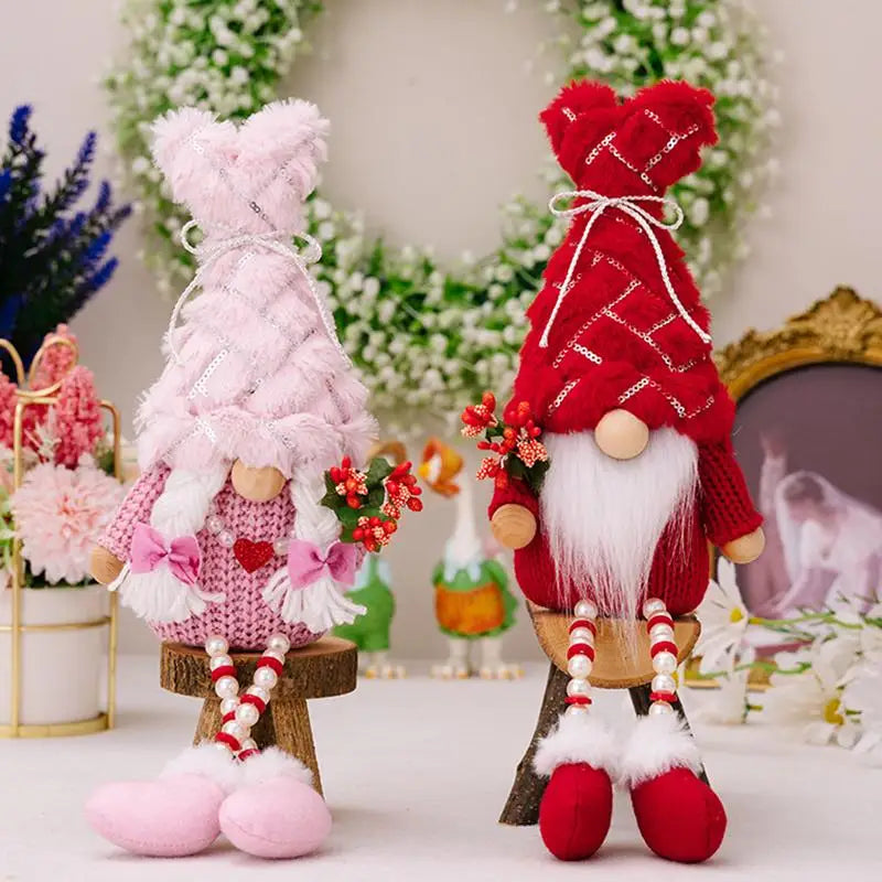 Valentine Gnomes 2X Indoor Gnomes Dolls Valentine Gnomes Plush Decoration For Home Table Gnomes Ornaments For Her Him