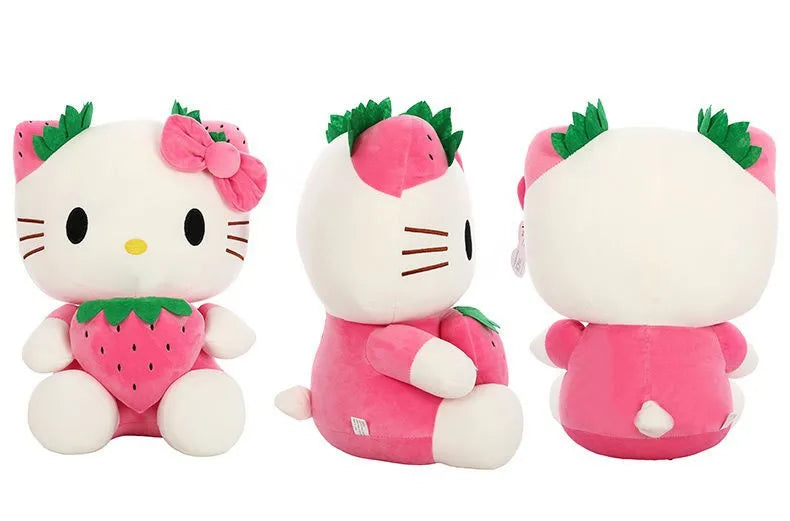 Hello Kitty Kawaii Plush Toys Dolls Strawberry Soft Stuffed Pillow Anime Animal Decor Birthday Gift Plushies for Girl Gifts Kids