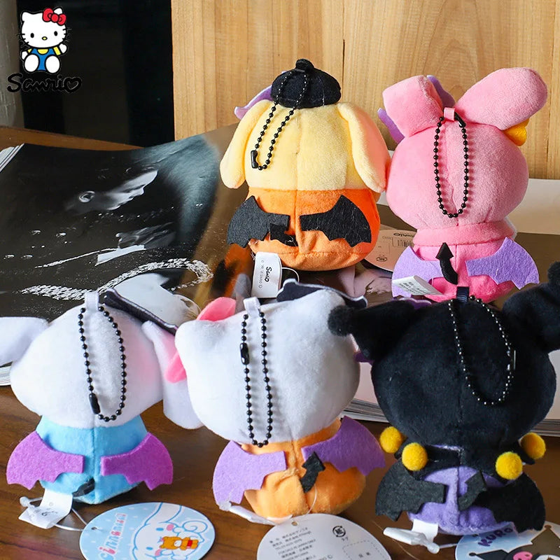 Kawaii Sanrio Plush Doll Pendant Plush Kuromi Melody Hello Kitty Cinnamoroll Halloween Plush Keychain Decoration Birthday Gifts