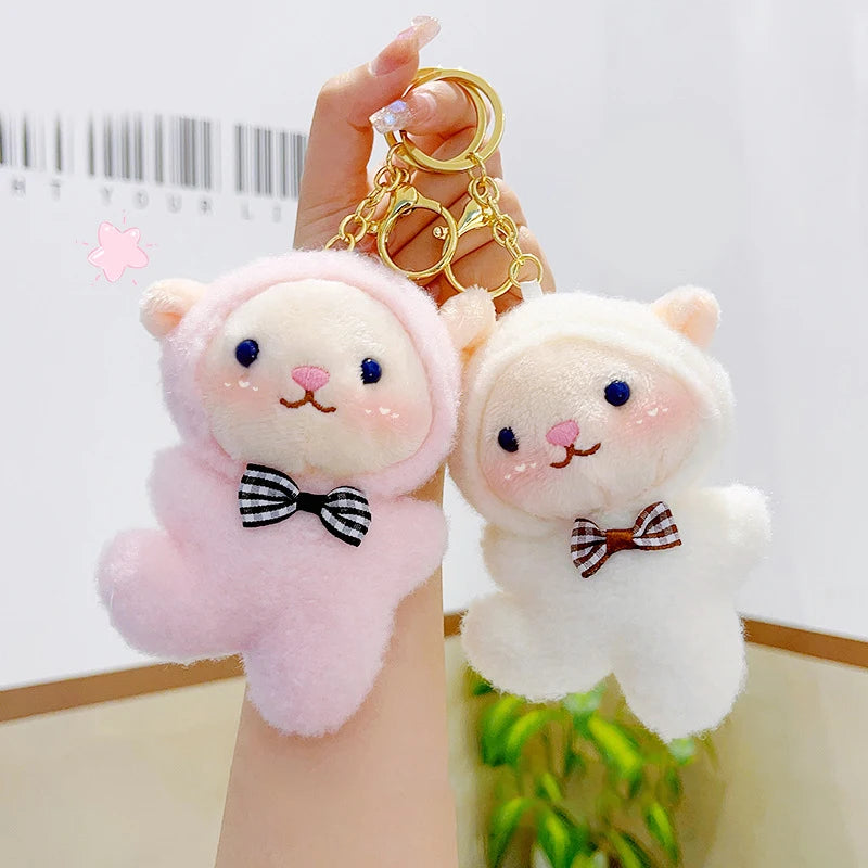 Cute Cartoon Lamb Plush Keychain Creative Kawaii Plush Doll Keychain Pendant Fashion Backpack Decoration Accessories Gifts