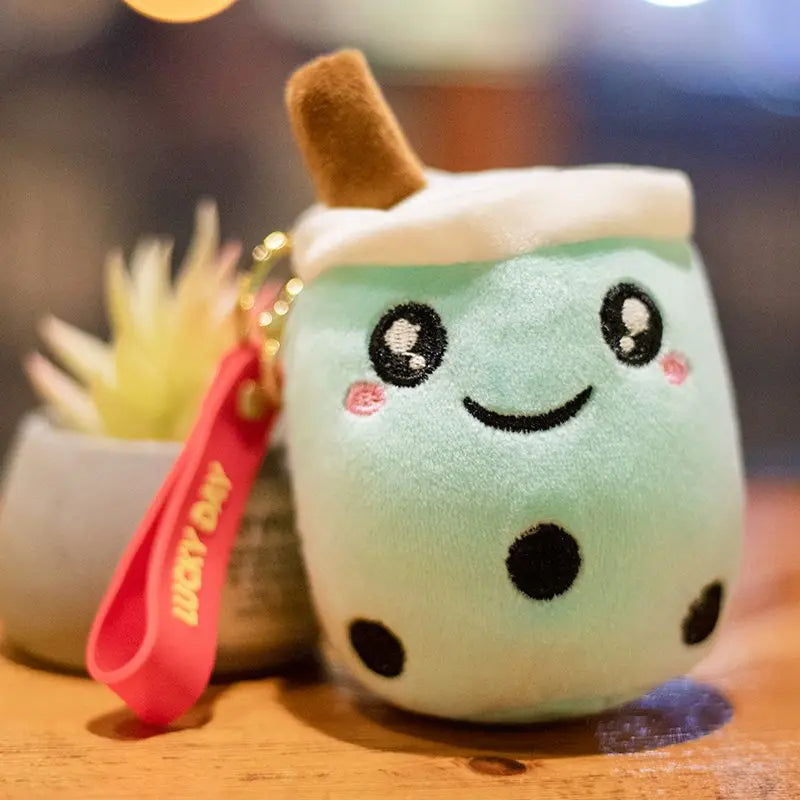 10cm Kawaii Bubble Anime Tea Cup Keychain Soft Plush Toy Stuffed Boba Doll Lovely Backpack Decoration Best Gift for Girls Kids