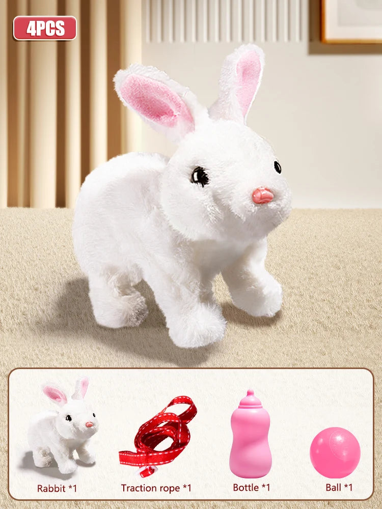 Children Plush Cute Rabbit Kids Electronic Pet With Sound Animal DIY Change Clothes Game Walking Moving Pet Toys For 3 Years