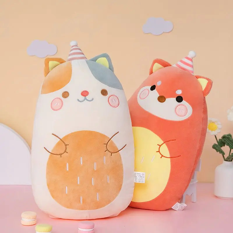 40cm/60cm Fat Kawaii Big Rabbit Cat Piggy Fox Duck Plush Pillow Toys Soft Stuffed Animal Doll Chair Cushion High Quality Gifts