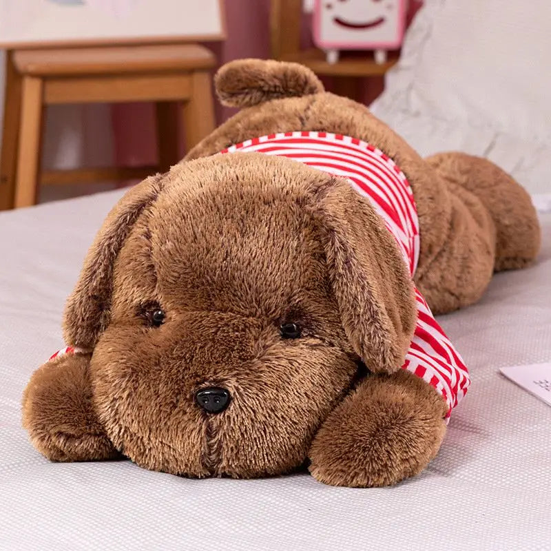 Giant Plush Toy Big Sleeping Dog Stuffed Striped T-shirt Puppy Dog Soft Animal Toy Soft Pillow Baby Girls Birthday Gift