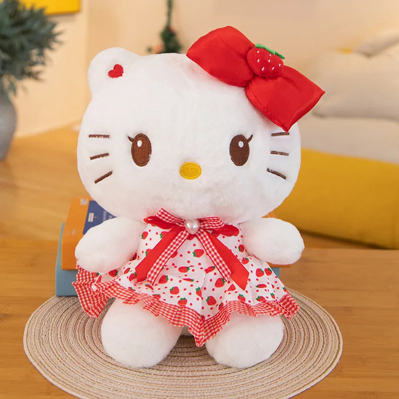 23cm Sanrio Hello Kitty Plush Kuromi KT Cat Toys Cartoon Dress Cinnamoroll My Melody Plush Doll Cushion Xmas Gift For Girls