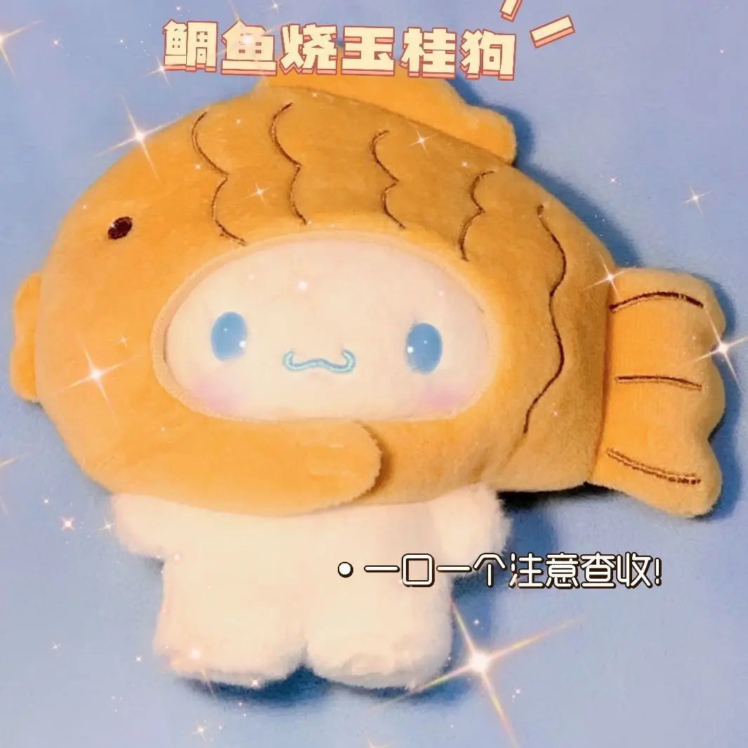 14Cm Sanrio Cinnamoroll Kawaii Stuffed Plushie Taiyaki Doll Cartoon Cute Plush Doll Doll Send Friends Birthday Gift Detachable