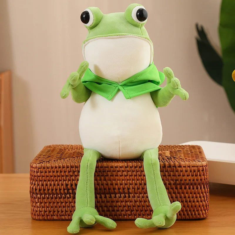 Cute Frog Plush Toy Green Hat Big Eyes Stuffed Animal Doll Funny Frog Pillow For Children Kids Birthday Gifts