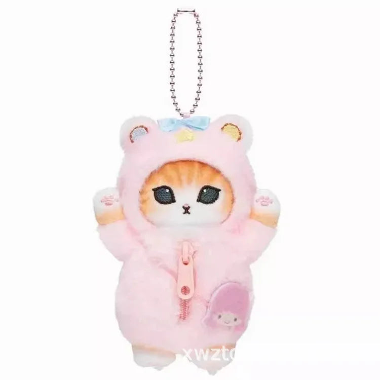 Kawaii Sanrio Plush Keychain Pendant Cartoon Mofusand Shark Cat Cross-Dressing Hello Kitty Kuromi doll stuff Backpack Decor Toys